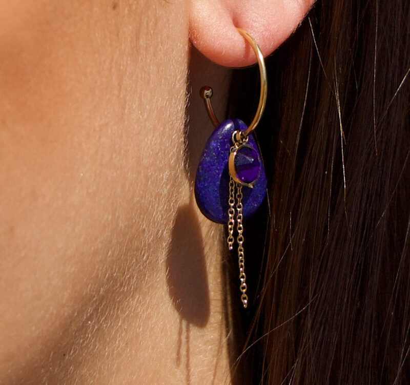 ucles d'oreilles Amandine en lapis lazuli et cristal de Swarovski© Cobalt