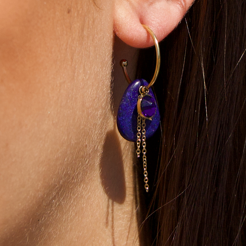 ucles d'oreilles Amandine en lapis lazuli et cristal de Swarovski© Cobalt